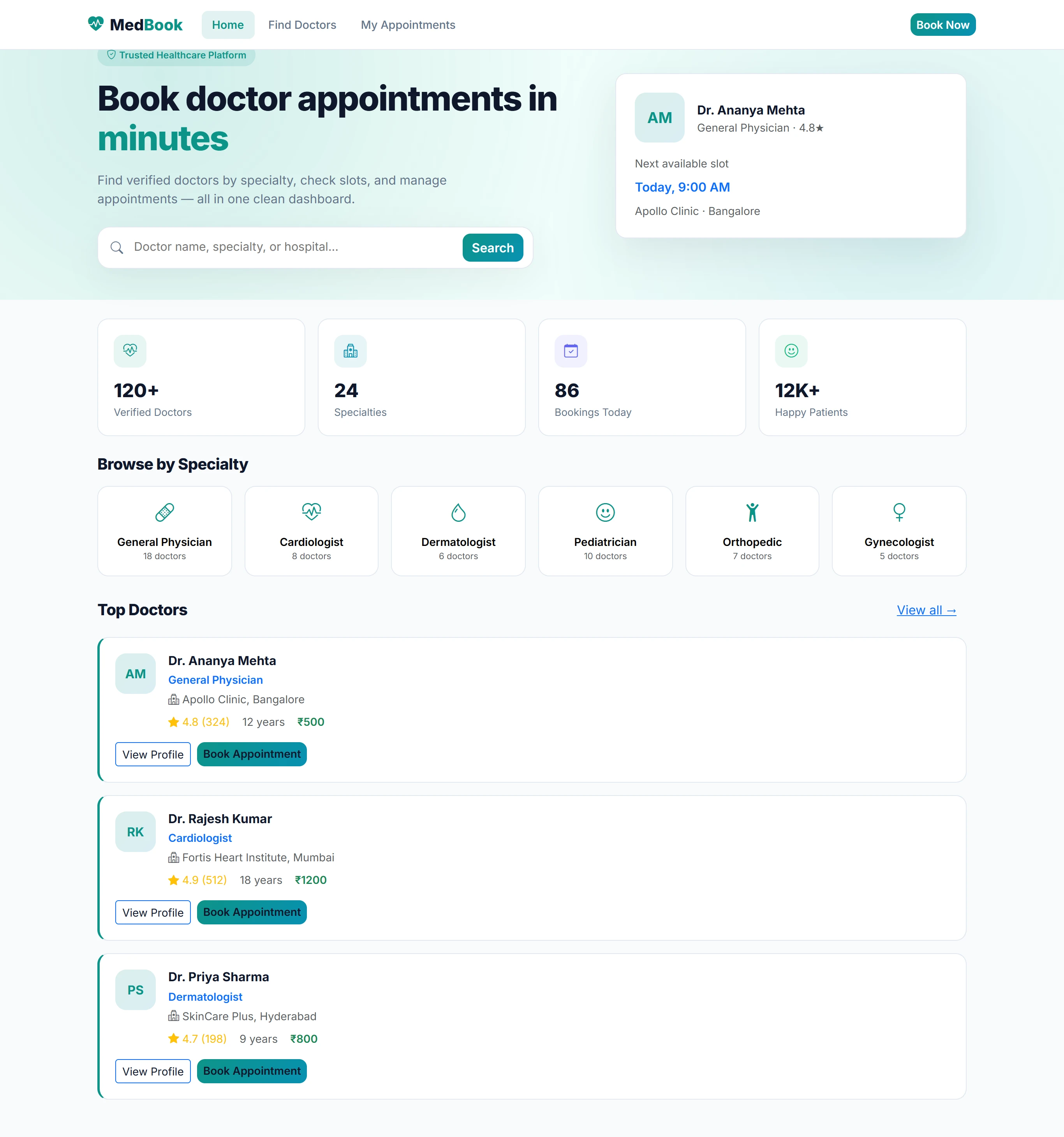 Doctor Appointment System — React JS + JSON Server