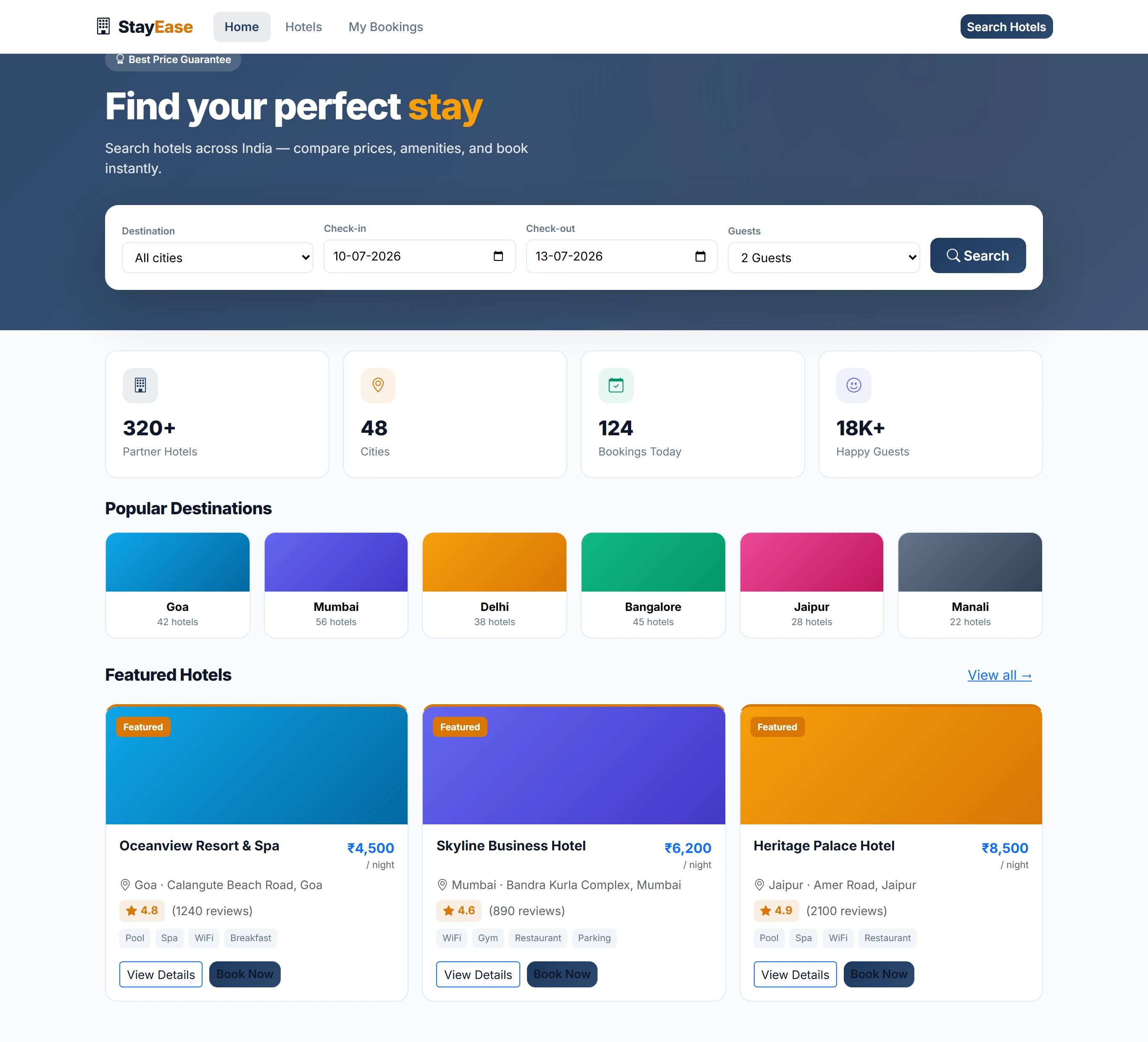 Hotel Booking Platform — React JS + JSON Server