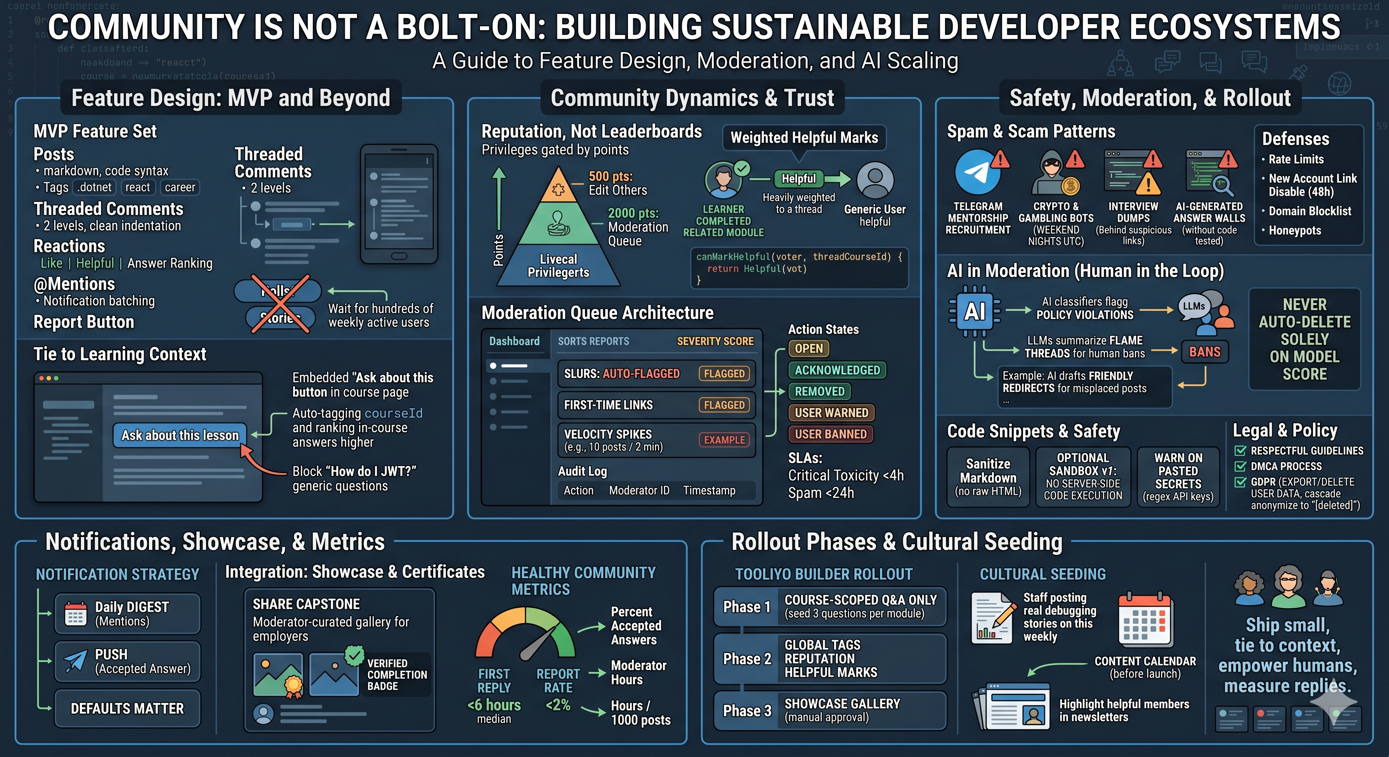 Community Features for Developer Platforms: Posts, Comments, and Moderation