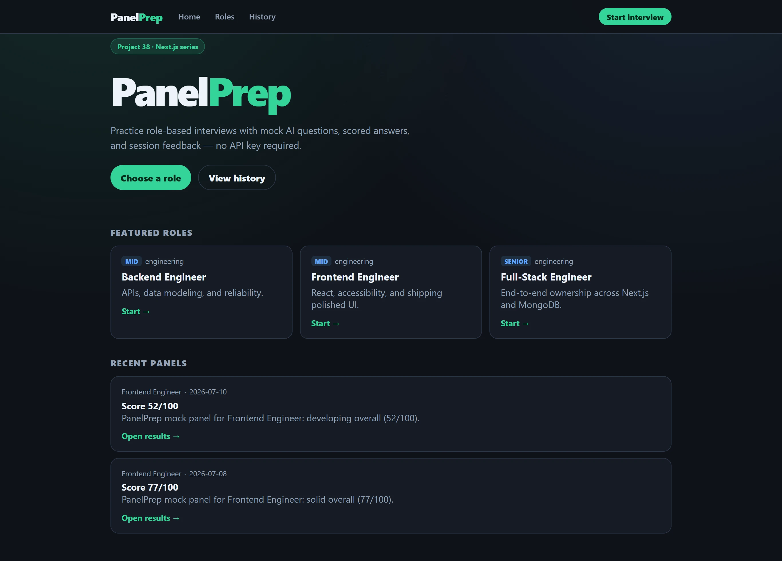 AI Interview Platform — Next.js (App Router + MongoDB)